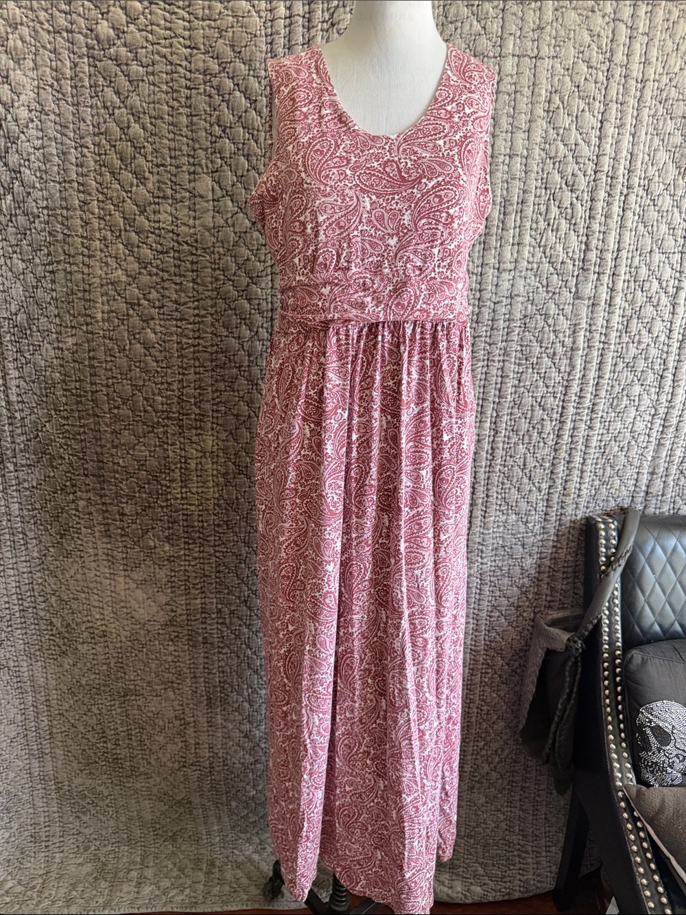 sahalie Pink Paisley Sleeveless Maxi Dress